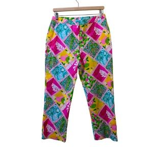 Lilly Pulitzer *Vintage* Patchwork Pants | Lemons, Flowers, Seashells | SZ 8